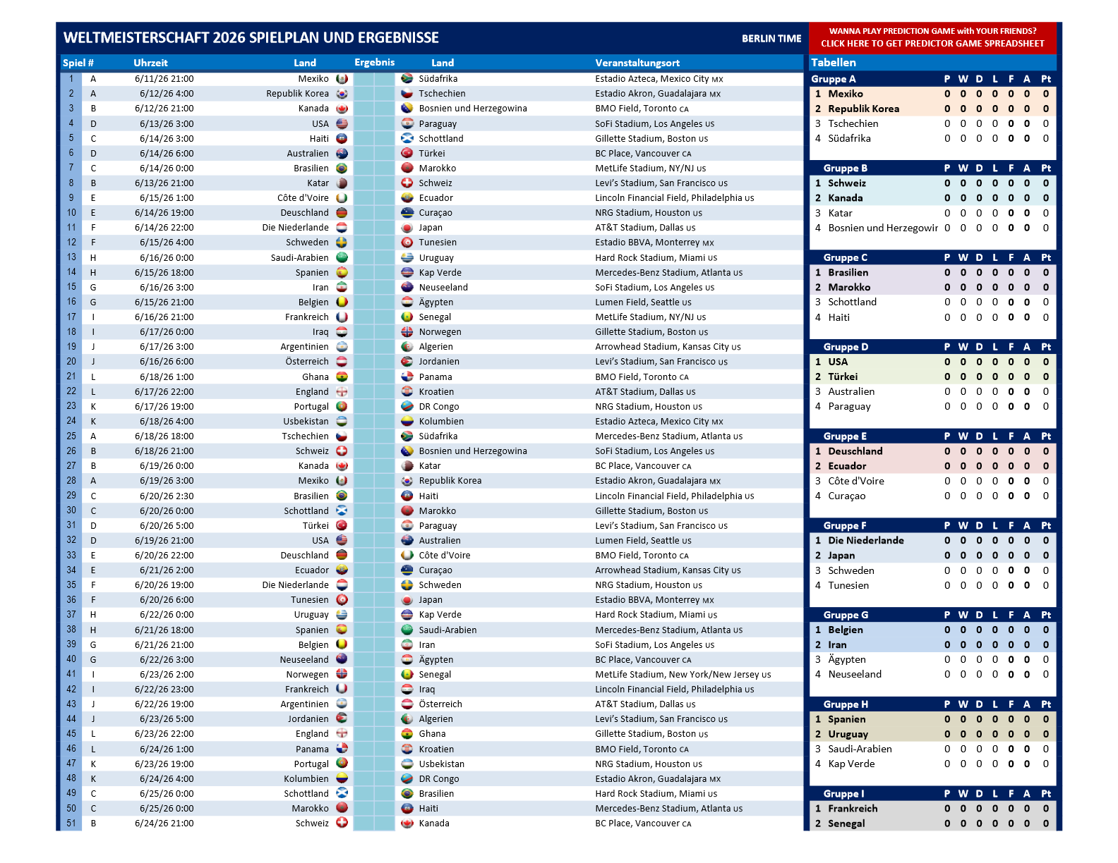 Weltmeisterschaft 2026 Spielplan